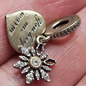 Pandora Charm You Keep Me Warm Snowflake Heart Dangles Silve4 925 ALE